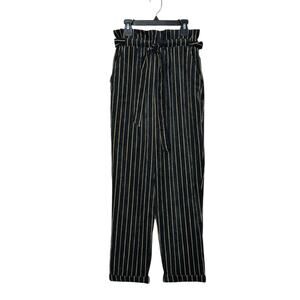 Lush black gold striped soft corduroy high waisted pants size M